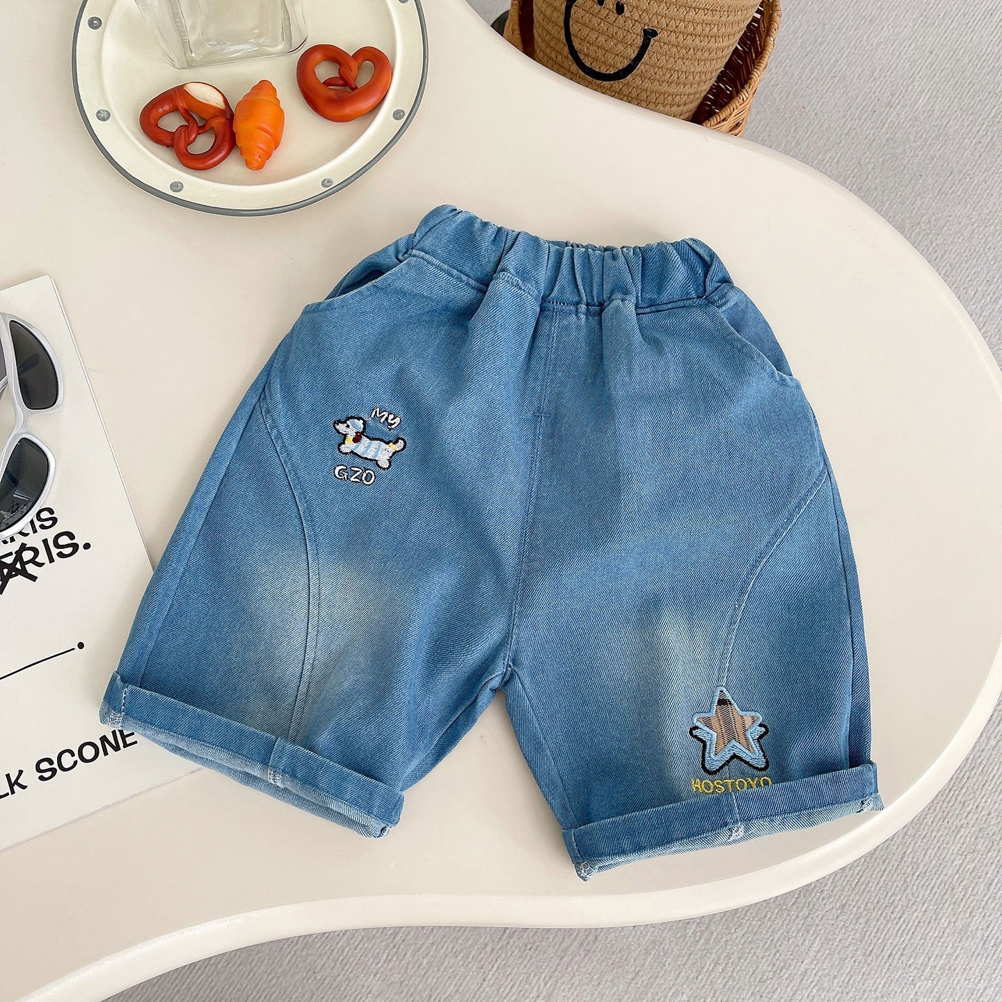 Kids Striped T-Shirt & Blue Denim Shorts Set | Cute Frog Graphic Outfit for Boys
