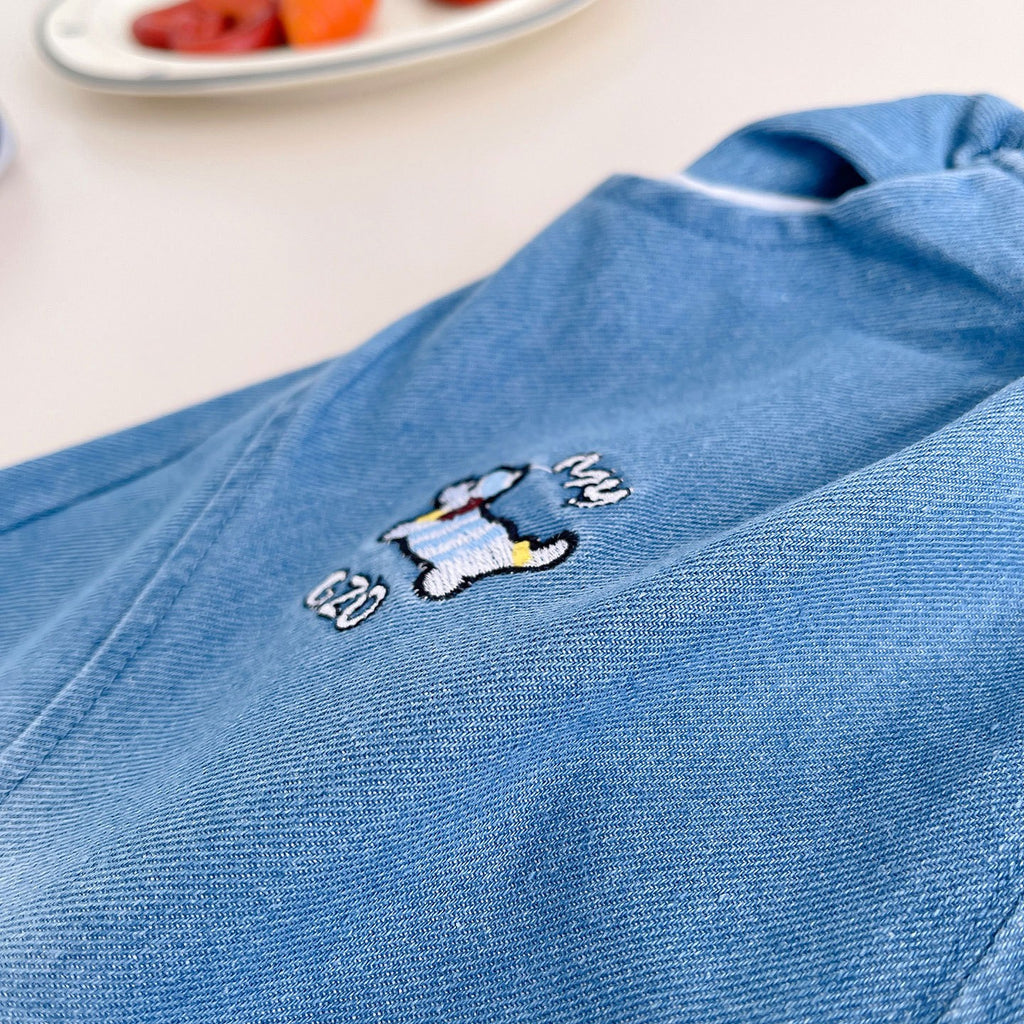 Kids Striped T-Shirt & Blue Denim Shorts Set | Cute Frog Graphic Outfit for Boys