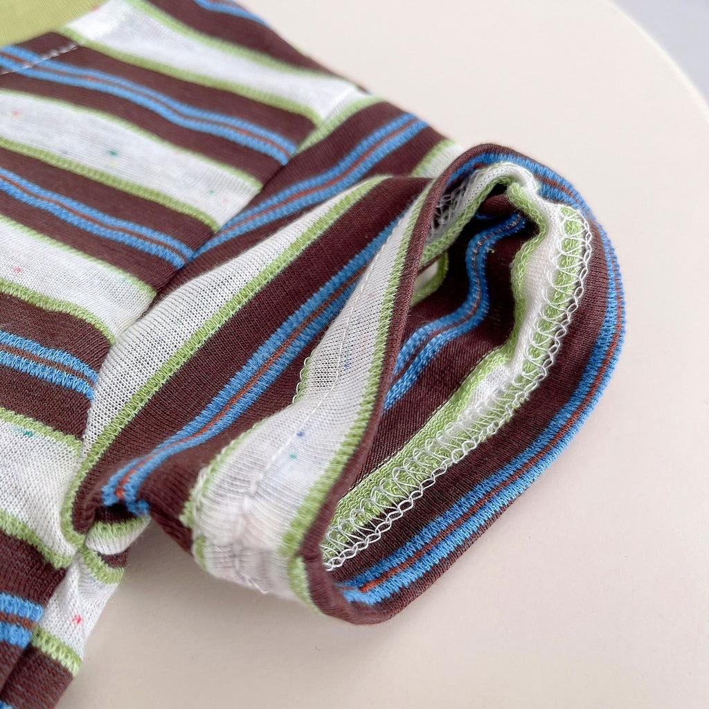 Kids Striped T-Shirt & Blue Denim Shorts Set | Cute Frog Graphic Outfit for Boys