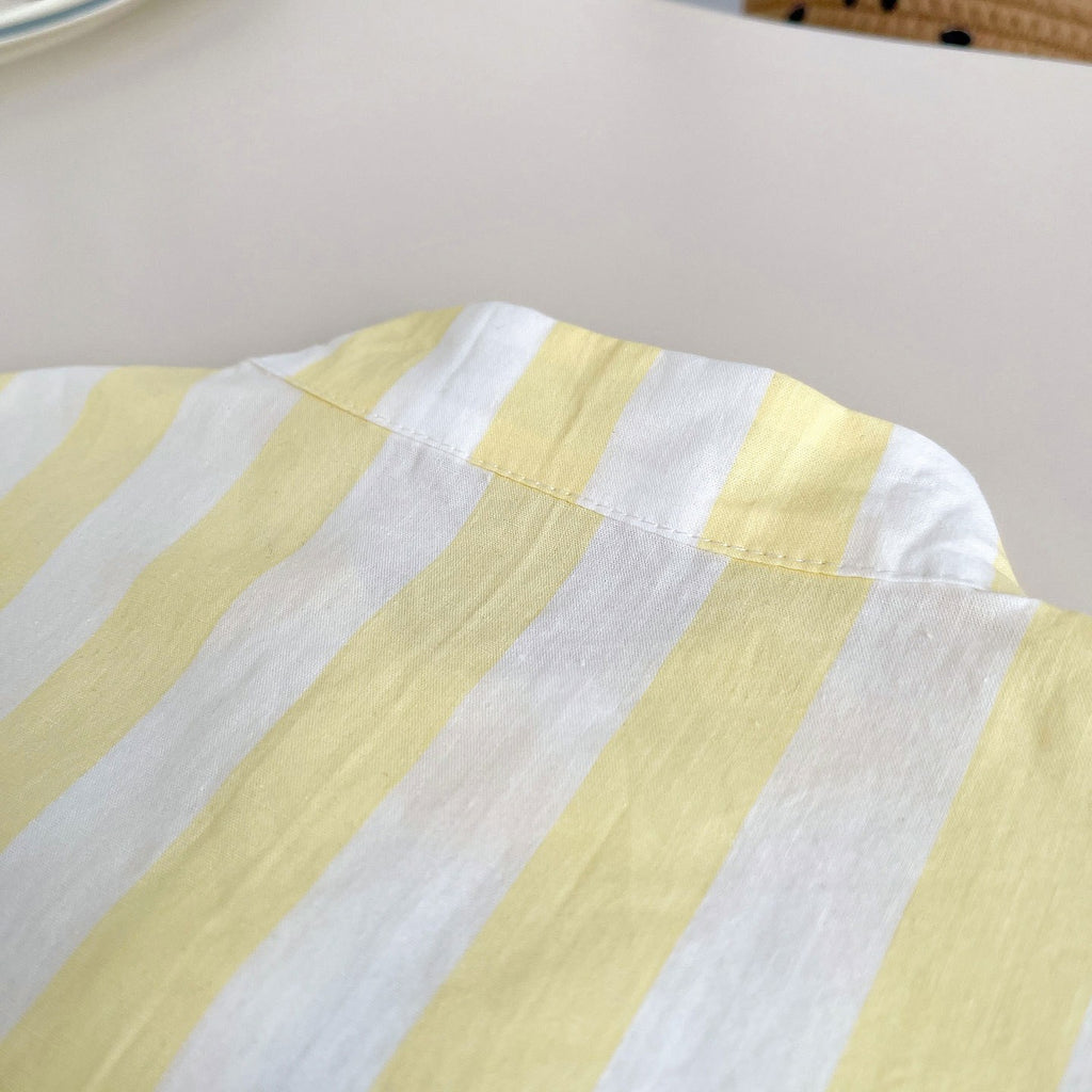 Kids Yellow & White Striped Shirt & White Shorts Set | Cute Bow Tie Outfit for Boys