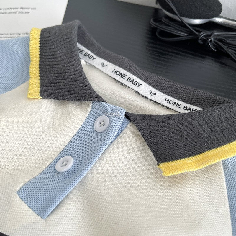 Kids Cream Polo T-Shirt & Blue Denim Shorts Set | Cute Car Graphic Print Outfit for Boys