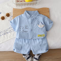 Kids Light Blue Shirt & Shorts Set | Cute Cat & Cloud Graphic Outfit for Boys