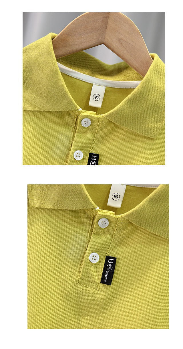 Kids Yellow Polo T-Shirt | Cute Bear Detail Collared Top for Boys