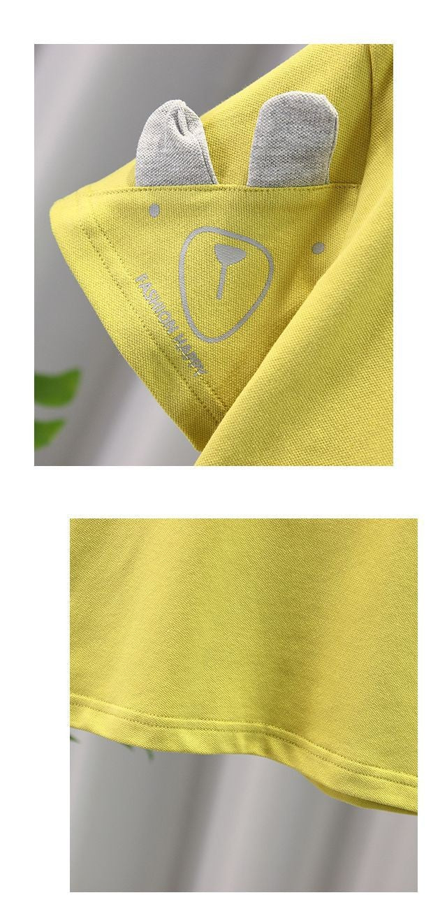 Kids Yellow Polo T-Shirt | Cute Bear Detail Collared Top for Boys