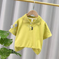 Kids Yellow Polo T-Shirt | Cute Bear Detail Collared Top for Boys