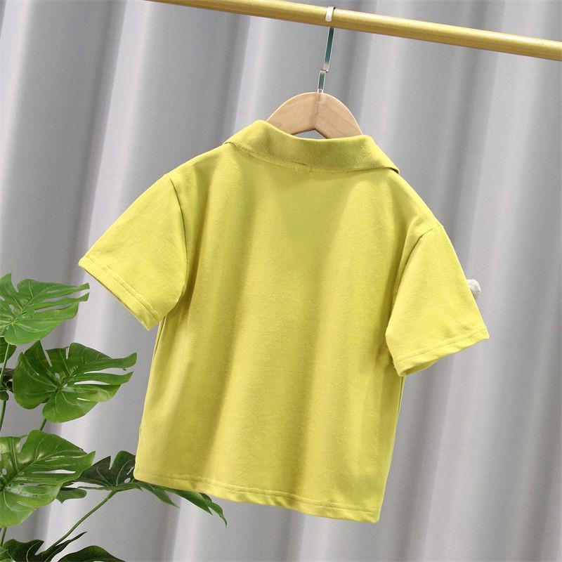 Kids Yellow Polo T-Shirt | Cute Bear Detail Collared Top for Boys