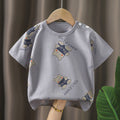Kids' Grey Teddy Bear T-Shirt – Cute Bear Print Short Sleeve Top