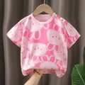 Kids' Pink Bunny Print T-Shirt – Cute Rabbit Short Sleeve Top