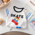 Kids' Skateboard Bear Graphic T-Shirt – White Short Sleeve Top