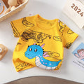 Kids' Yellow Dinosaur T-Shirt – Cute Cartoon Dragon Graphic Short Sleeve Top