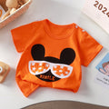 Kids' Orange Graphic T-Shirt – Fun Character Print Short Sleeve Top