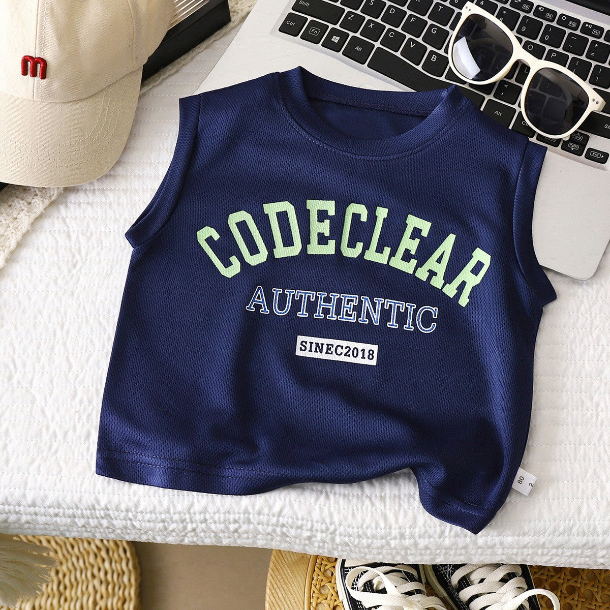 Kids' Navy Blue Graphic Tank Top – Sleeveless Summer Top