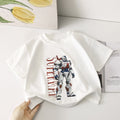 Kids' Robot Graphic T-Shirt – White Short Sleeve Top