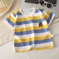Kids' Striped Bear T-Shirt – Blue & Yellow Short Sleeve Top